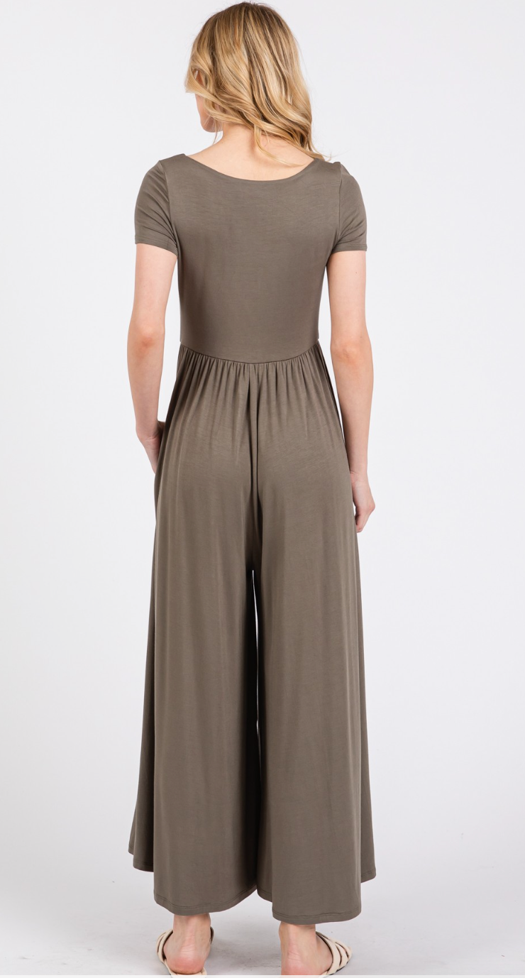 Round Neck Wide Leg Modal Jumpsuit