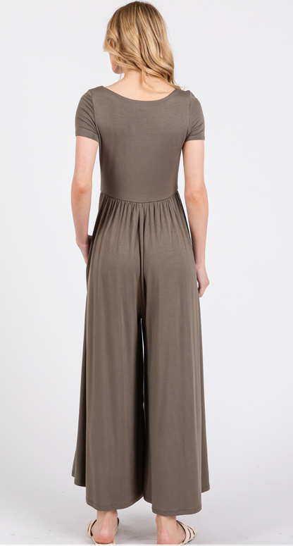 Round Neck Wide Leg Modal Jumpsuit