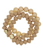 3 Set Wood & Satin Metal Ball Stretch Bracelet