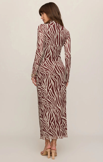 SEVILLA ZEBRA MESH MIDI DRESS