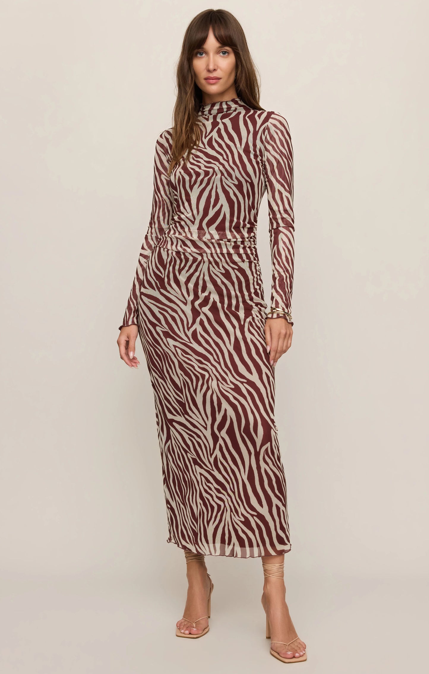 SEVILLA ZEBRA MESH MIDI DRESS