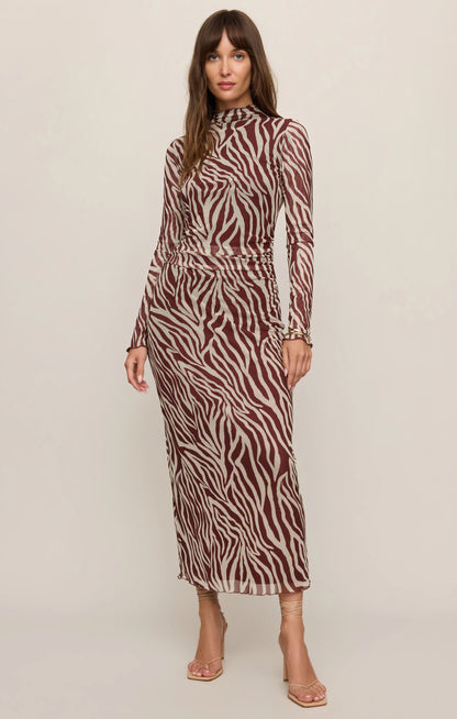 SEVILLA ZEBRA MESH MIDI DRESS