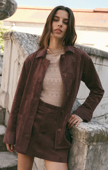 DECKER FAUX SUEDE CHORE COAT