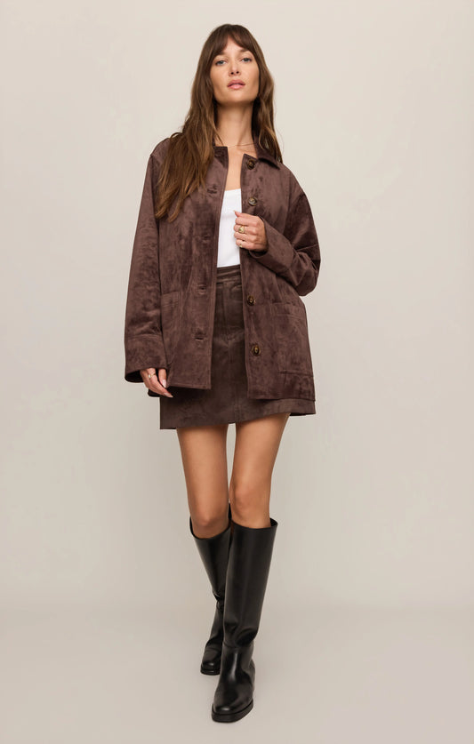 DECKER FAUX SUEDE CHORE COAT