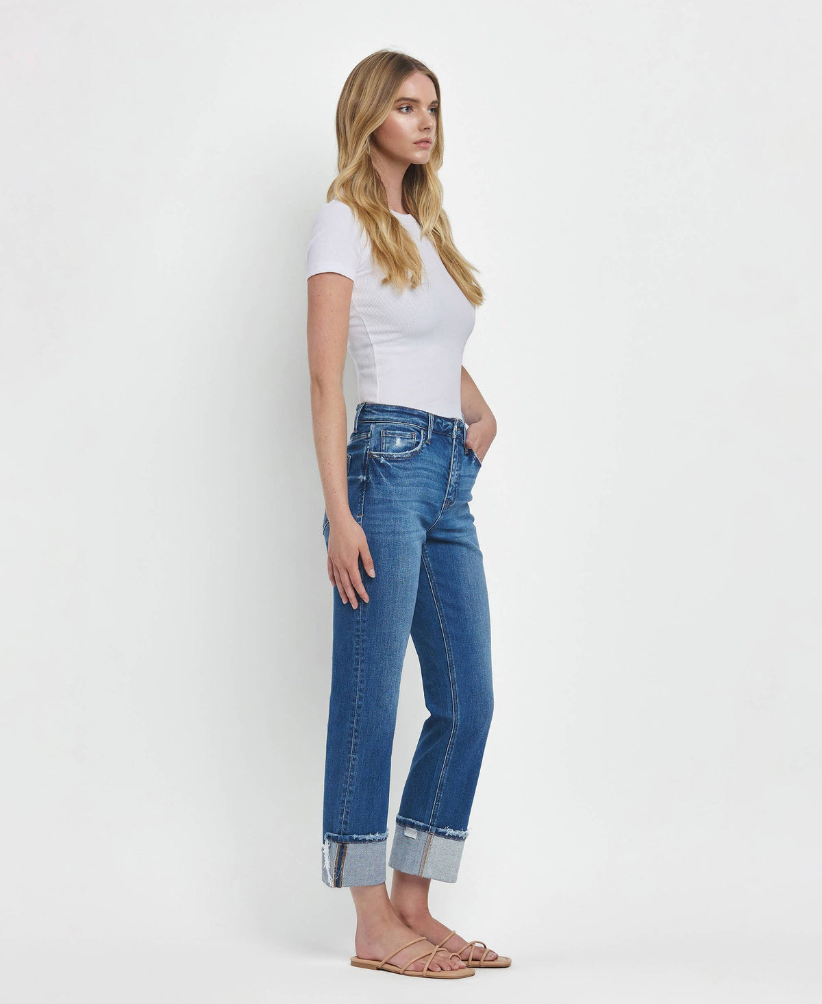 DAPHNE HIGH RISE CUFFED STRAIGHT