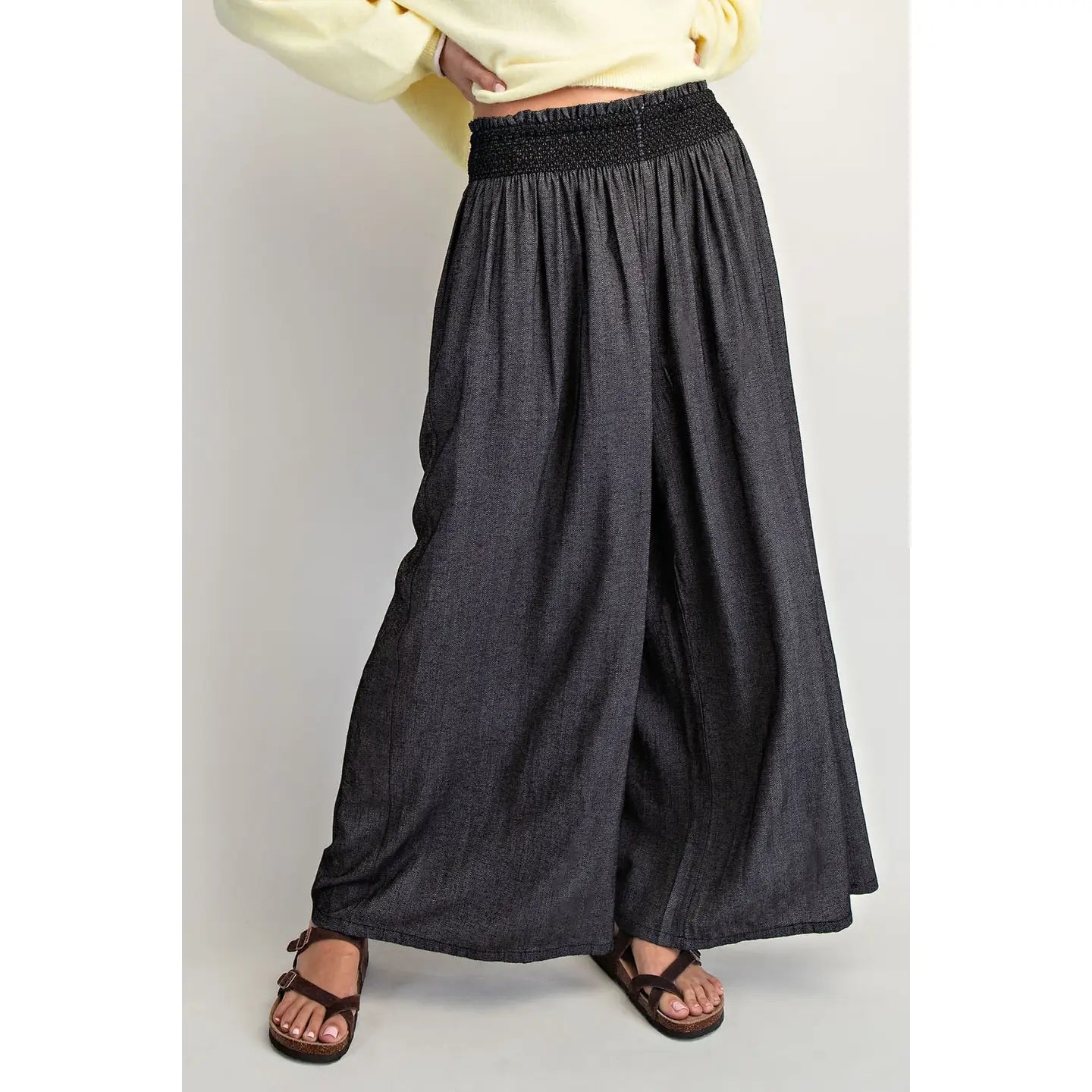 Linen-Blend Wide Pants