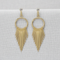 Geometric Metal Tassel Earrings with Rhinestones