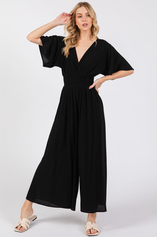 Heavy Gauze Smocked Waist Jumpsuit