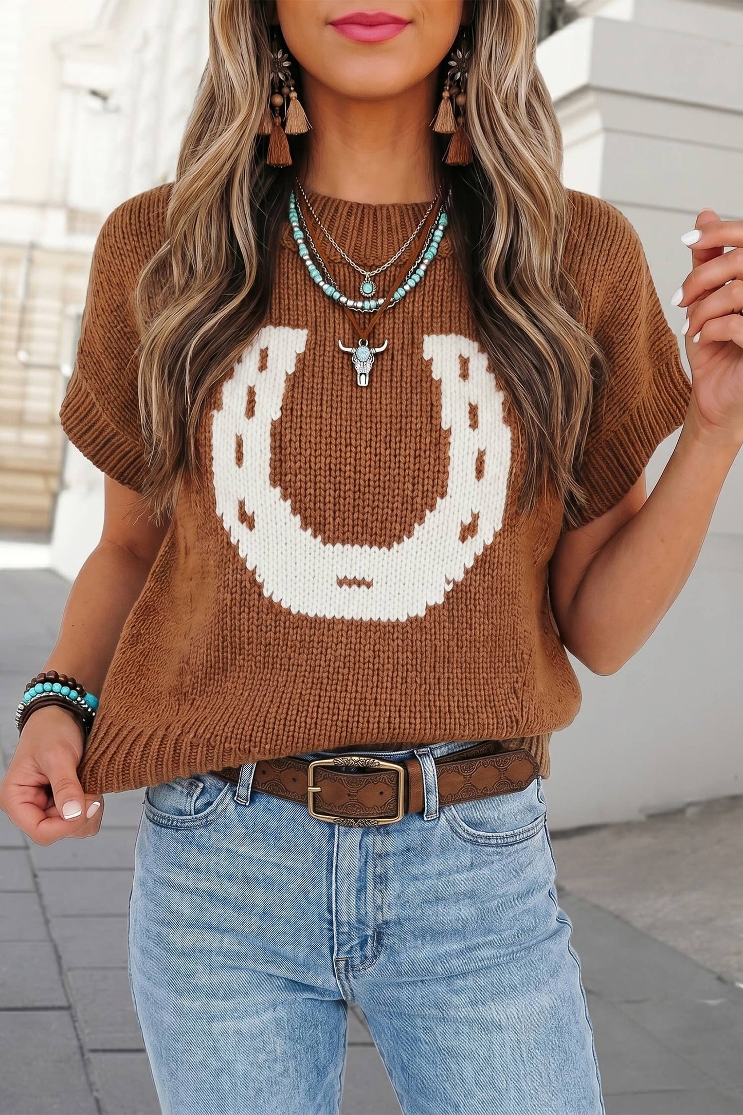 Western Horse Round Neck Knit