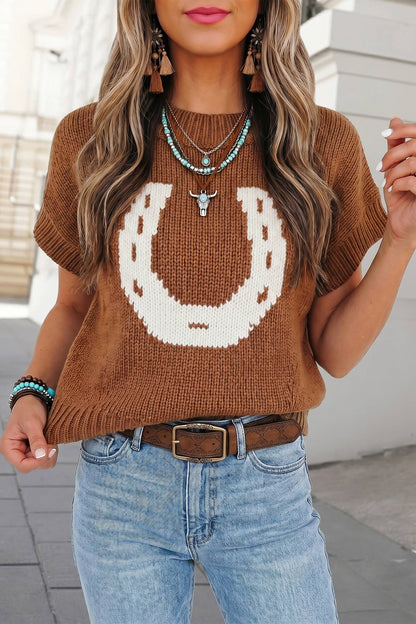 Western Horse Round Neck Knit