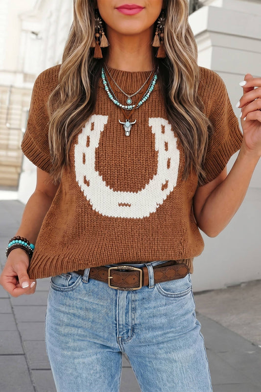 Western Horse Round Neck Knit