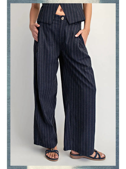 Navy Low-Slung Trousers