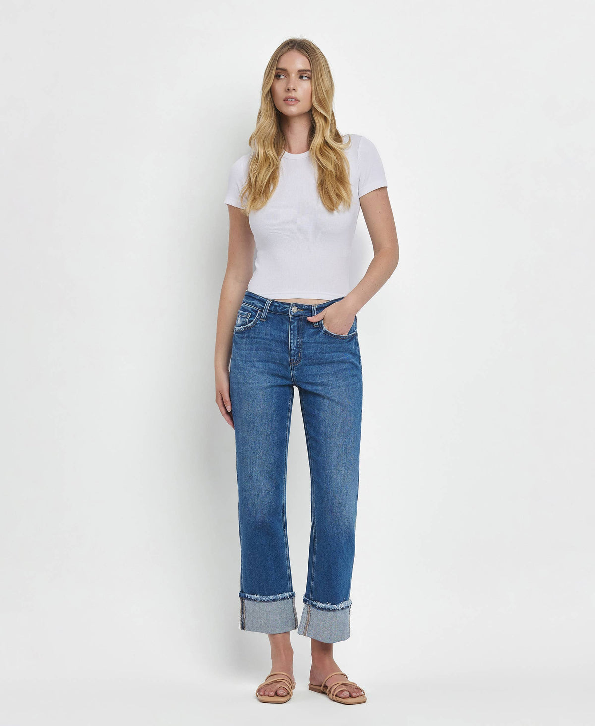 DAPHNE HIGH RISE CUFFED STRAIGHT