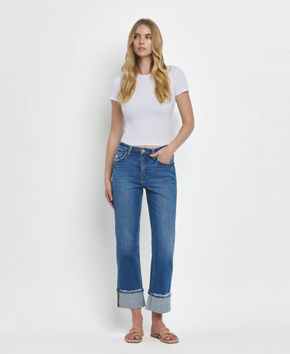 DAPHNE HIGH RISE CUFFED STRAIGHT