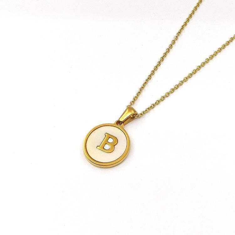 Round 18K Gold-plated Stainless Steel 26 Letters Necklace