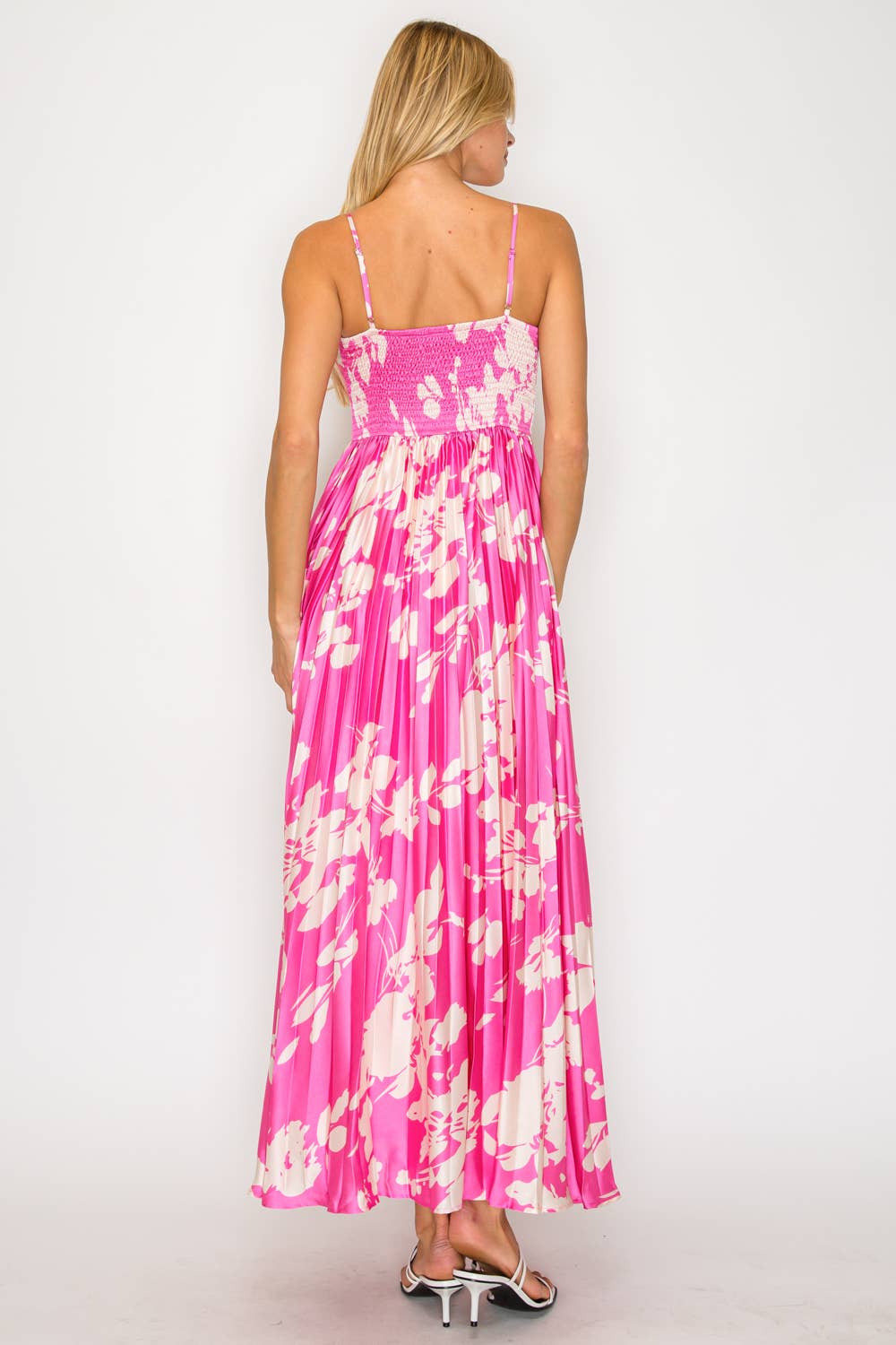 Blossom Satin Pleat Detail Maxi Dress