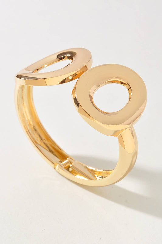 Double Oval Statement Bangle Bracelet