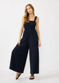Leg Smocked Bodice Sleeveless Jumpsuit
