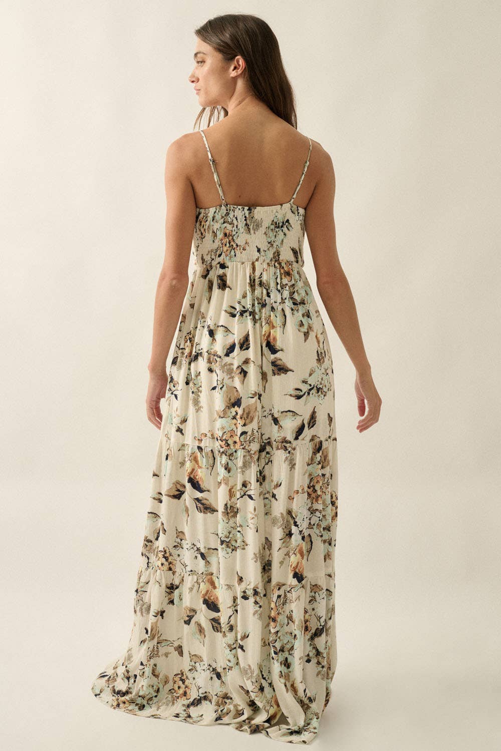 Floral Crepe Wide-Leg Tiered Ruffle Cami Jumpsuit
