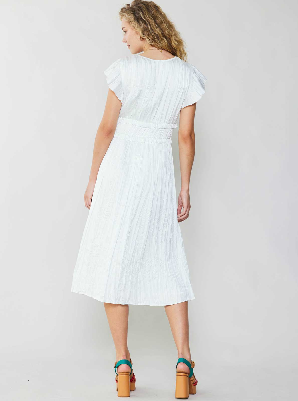 Floral Print Pleated Midi Dress