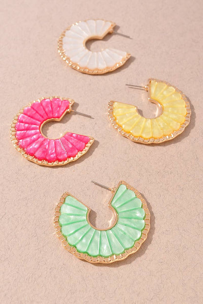 Scalloped Resin Hoop Earrings