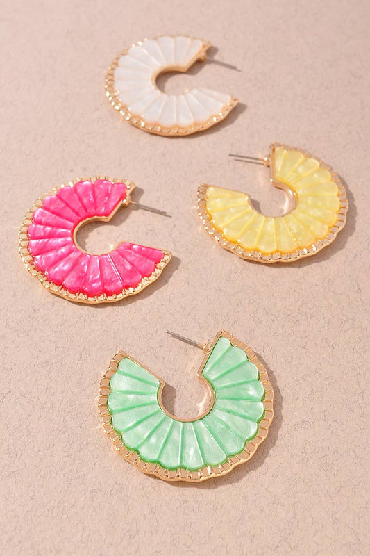 Scalloped Resin Hoop Earrings
