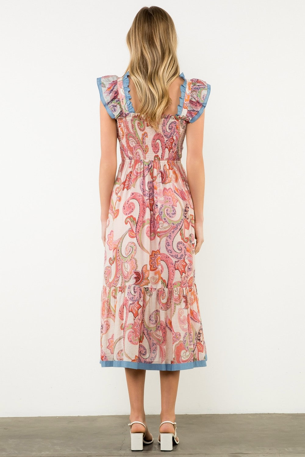 Paisley Flutter Sleeve Maxi Dress