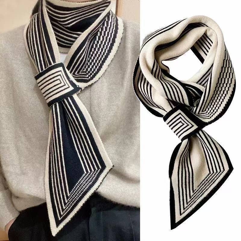 Sophie Scarf -Cross-Front Geometric Stripes Sophie Scarf