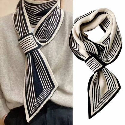 Sophie Scarf -Cross-Front Geometric Stripes Sophie Scarf
