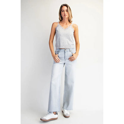 Acid Wash HW Wide Leg Jean