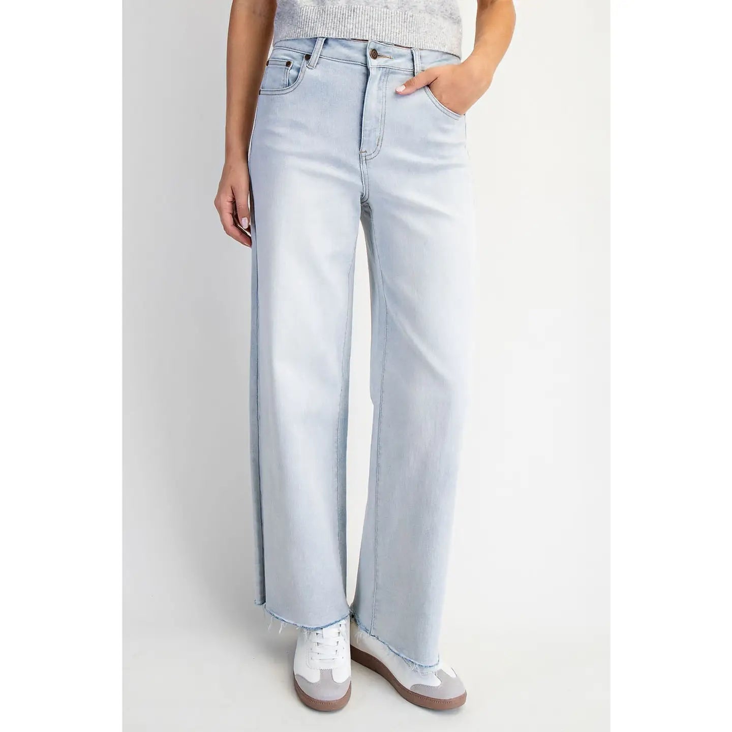 Acid Wash HW Wide Leg Jean