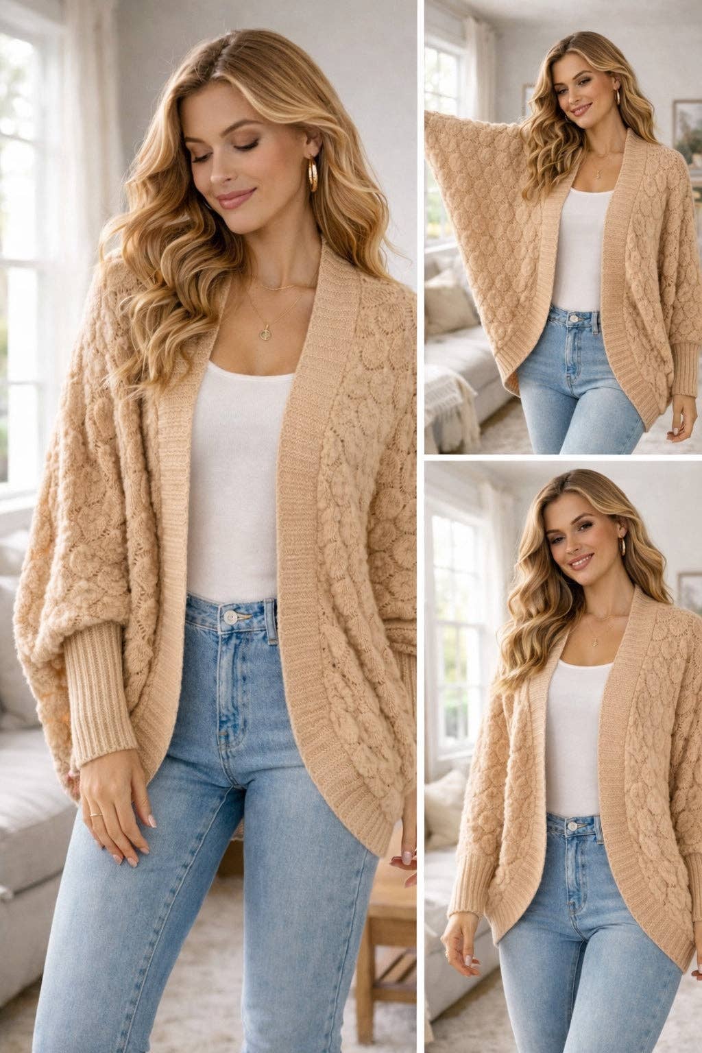 Textured Knit Cocoon Cardigan