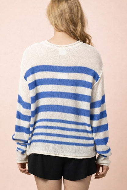 Striped Oversized Knit Summer Sweater Top