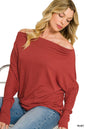 Hacci Dolman Sleeve Boat Neck Top - Rust