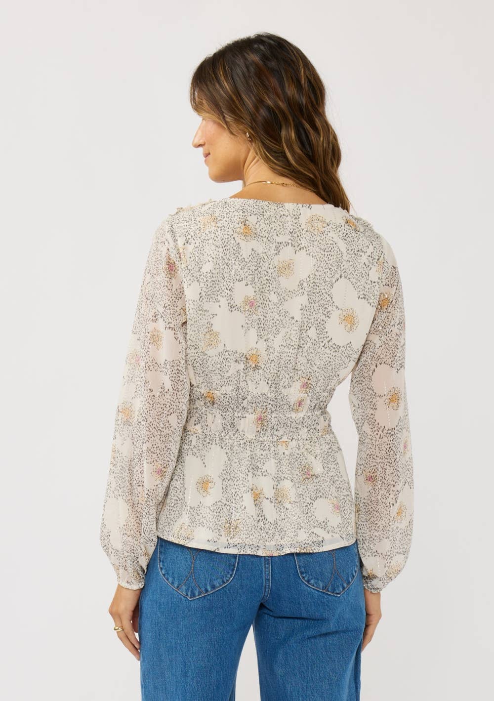 Floral Elastic Waist Blouse
