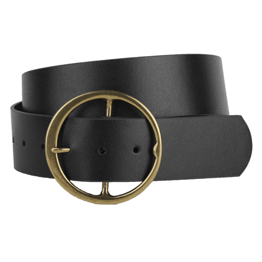 Ultra Wide Genuine Leather Circle Buckle Belt