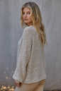 Sweater Knit Crochet Round Neck Long Sleeve Top