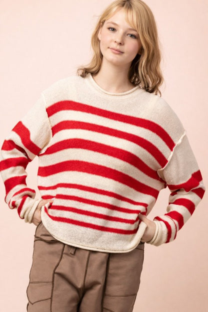 Striped Oversized Knit Summer Sweater Top