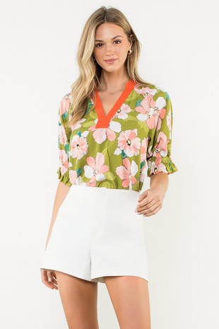 Flower Patch V-Neck Top