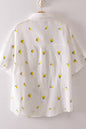 Fruit Embroidery Oversized Gauze Shirt Top