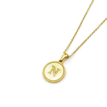 Round 18K Gold-plated Stainless Steel 26 Letters Necklace