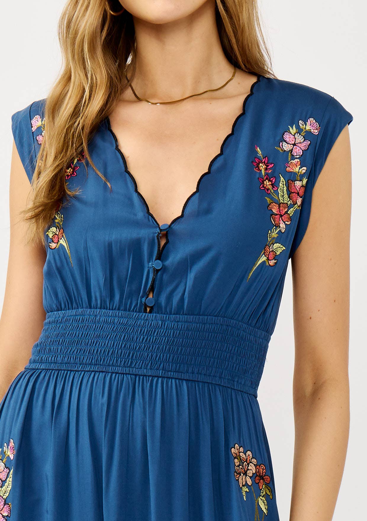 Floral Scalloped Embroidered Maxi Dress