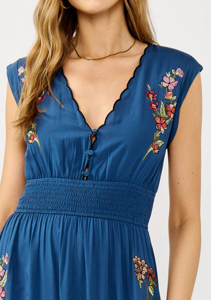 Floral Scalloped Embroidered Maxi Dress