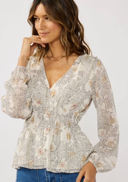 Floral Elastic Waist Blouse