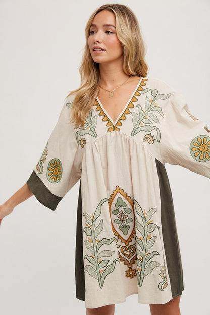 Sage Embroidered Dress