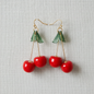 Cherry Resin Leaf Drop Earrings