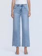 MID RISE FRAYED HEM ANKLE WIDE LEG