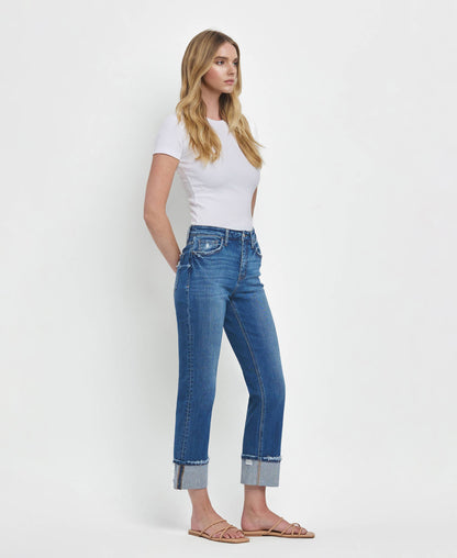 DAPHNE HIGH RISE CUFFED STRAIGHT
