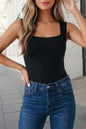 Solid Square Neck Built-in Bra Tank Top | S-XL