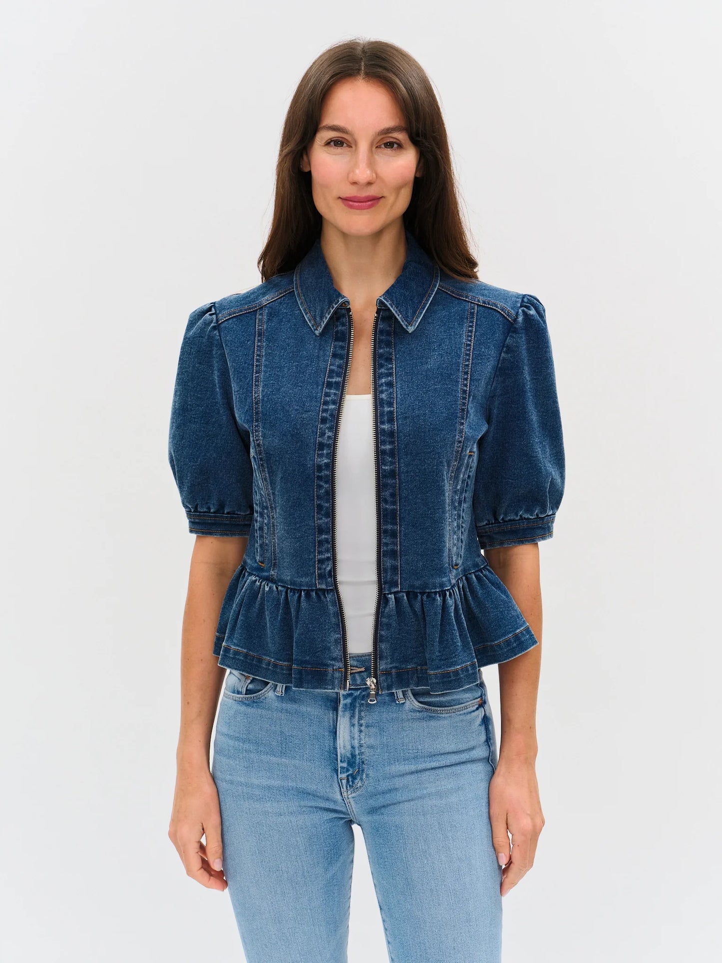 THE DELANCEY DENIM PEPLUM JACKET